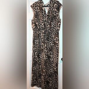 Leopard Print Wide Leg Jumpsuit